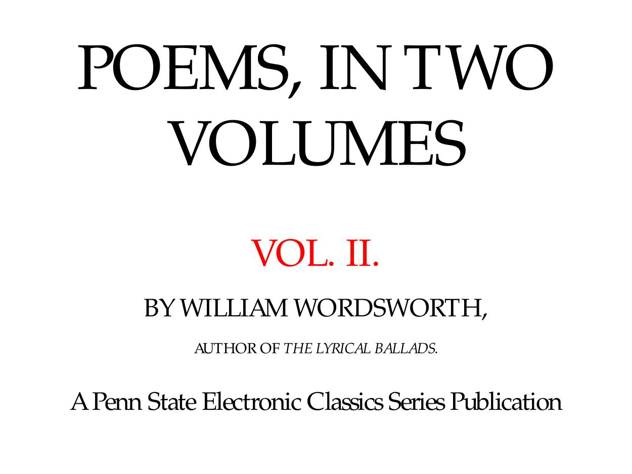 Poems, In Two Volumes